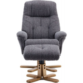 GFA Dubai Swivel Recliner Chair with Footstool - Lisbon Grey Fabric - thumbnail 1