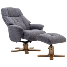 GFA Dubai Swivel Recliner Chair with Footstool - Lisbon Grey Fabric - thumbnail 3