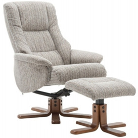 GFA Florida Swivel Recliner Chair with Footstool - Wheat Fabric