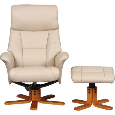 GFA Marseille Swivel Recliner Chair with Footstool - Cafe Latte Faux Leather - image 1