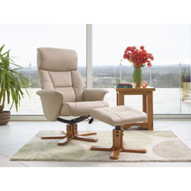 GFA Marseille Swivel Recliner Chair with Footstool - Cafe Latte Faux Leather - thumbnail 2