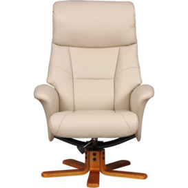 GFA Marseille Swivel Recliner Chair with Footstool - Cafe Latte Faux Leather - thumbnail 3