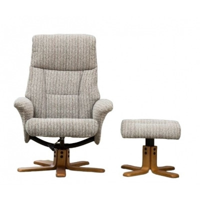 GFA Marseille Swivel Recliner Chair with Footstool - Wheat Fabric - image 1