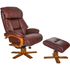GFA Nice Swivel Recliner Chair with Footstool - Chestnut Leather Match - thumbnail 2