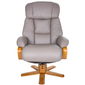GFA Nice Swivel Recliner Chair with Footstool - Pebble Leather Match - thumbnail 3