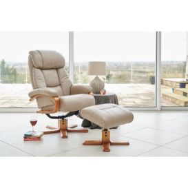 GFA Nice Swivel Recliner Chair with Footstool - Pebble Leather Match - thumbnail 2