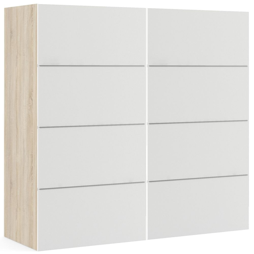 Verona Sliding Wardrobe 180cm in Oak with White Door with 2 Shelves