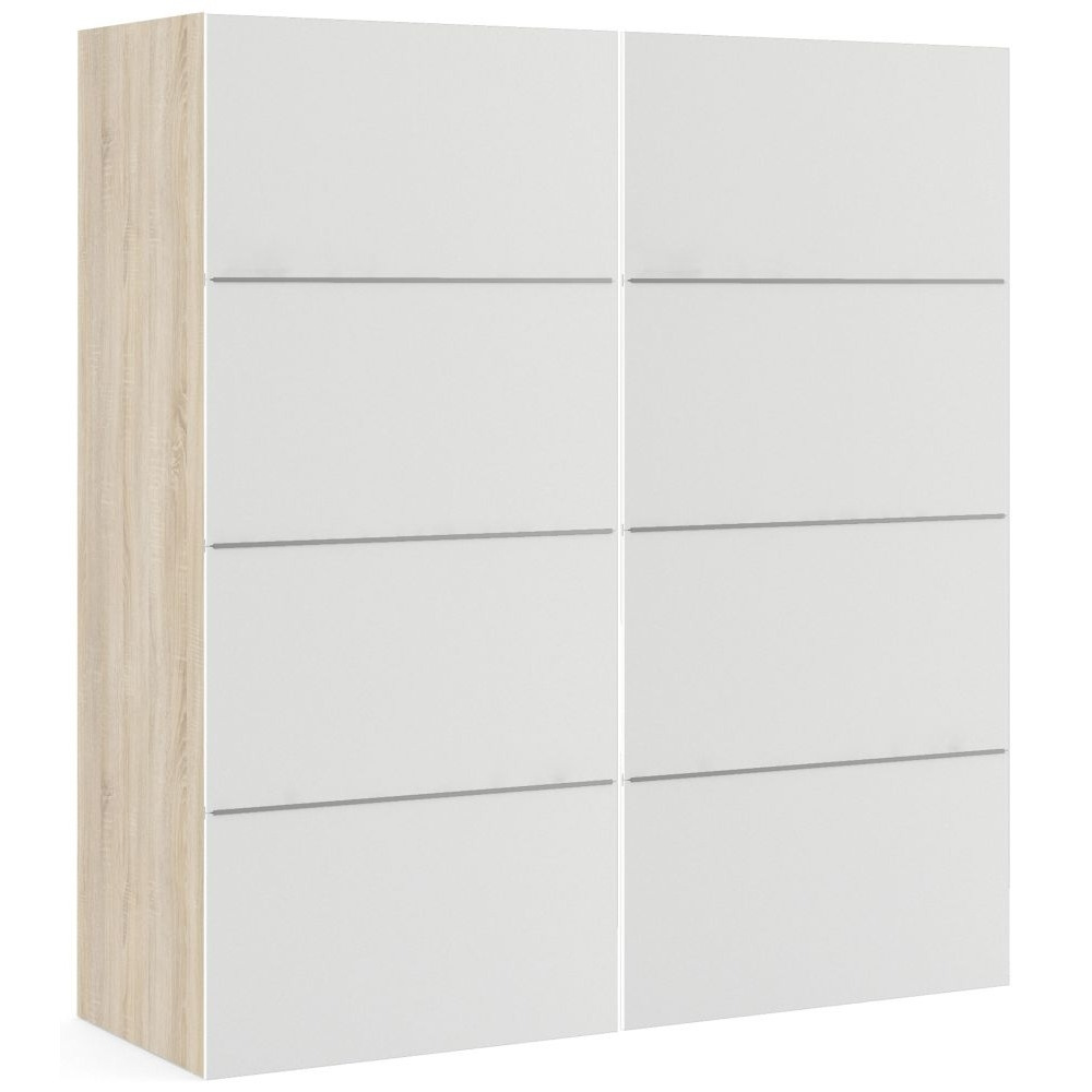 Verona Sliding Wardrobe 180cm in Oak with White Door with 5 Shelves