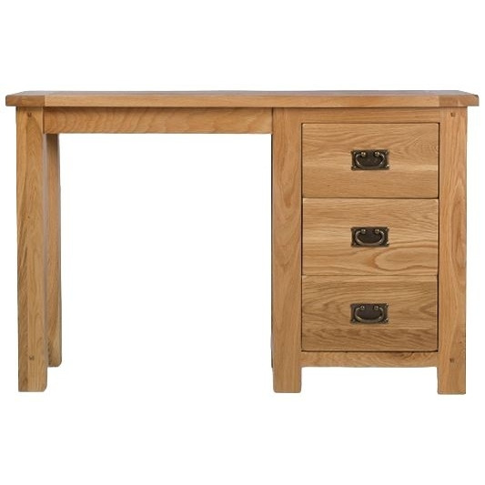 Cherington Rustic Oak Dressing Table - 3 Drawers Single Pedestal - image 1