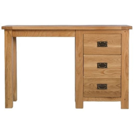 Cherington Rustic Oak Dressing Table - 3 Drawers Single Pedestal - thumbnail 1