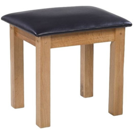Cherington Rustic Oak Dressing Table Stool, Leather - Faux PU Padded Seat - thumbnail 1