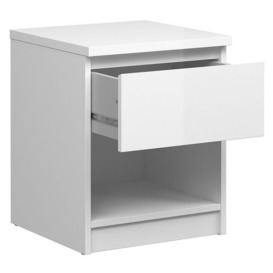 Naia 1 Drawer Bedside Cabinet in White High Gloss - thumbnail 2