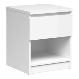 Naia 1 Drawer Bedside Cabinet in White High Gloss - thumbnail 3