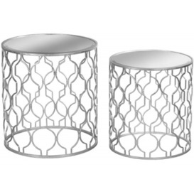 Hill Interiors Arabesque Silver Foil Mirrored Side Table (Set of 2)