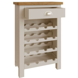 Portland Oak and Dove Grey Painted 1 Drawer Wine Cabinet - thumbnail 2