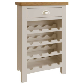 Portland Oak and Dove Grey Painted 1 Drawer Wine Cabinet - thumbnail 3