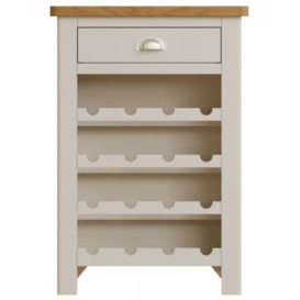 Portland Oak and Dove Grey Painted 1 Drawer Wine Cabinet - thumbnail 1