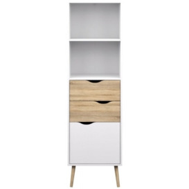 Oslo Bookcase 2 Drawer 1 Door in White and Oak