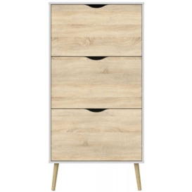 Oslo Shoe Cabinet 3 Drawer in White and Oak