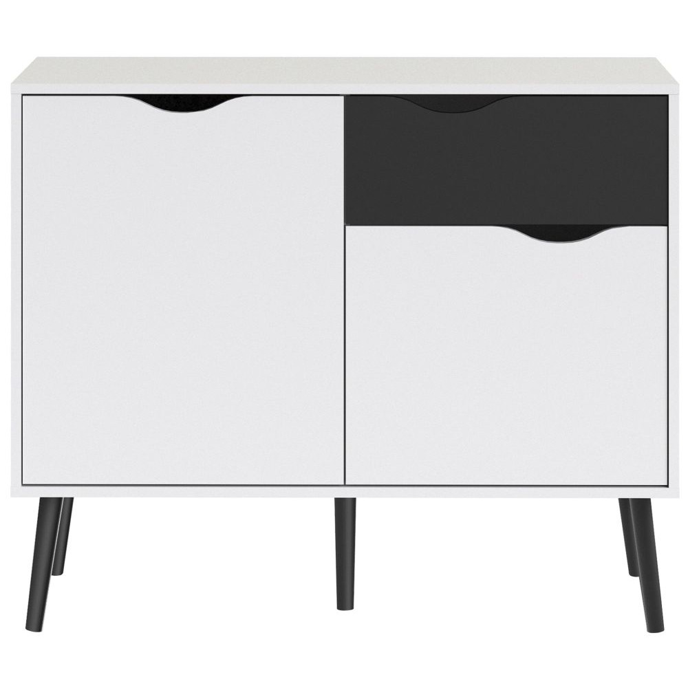 Oslo Sideboard Small 1 Drawer 2 Door in White and Black Matt