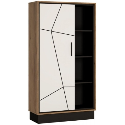 Brolo Wide 1 Door Bookcase with The Walnut and Dark Panel Finish