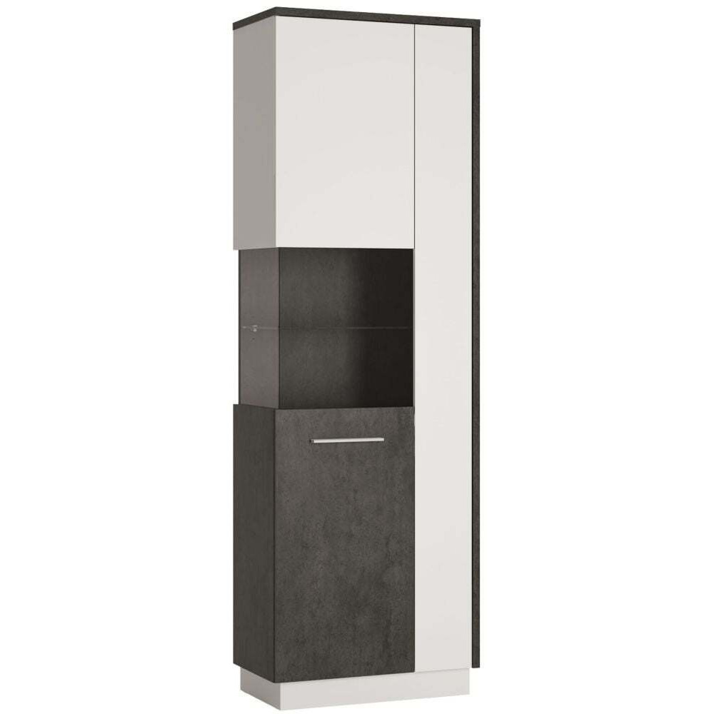 Zingaro Tall Left Hand Facing Display Cabinet - Slate Grey and Alpine White - image 1