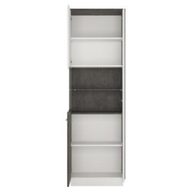 Zingaro Tall Left Hand Facing Display Cabinet - Slate Grey and Alpine White - thumbnail 2