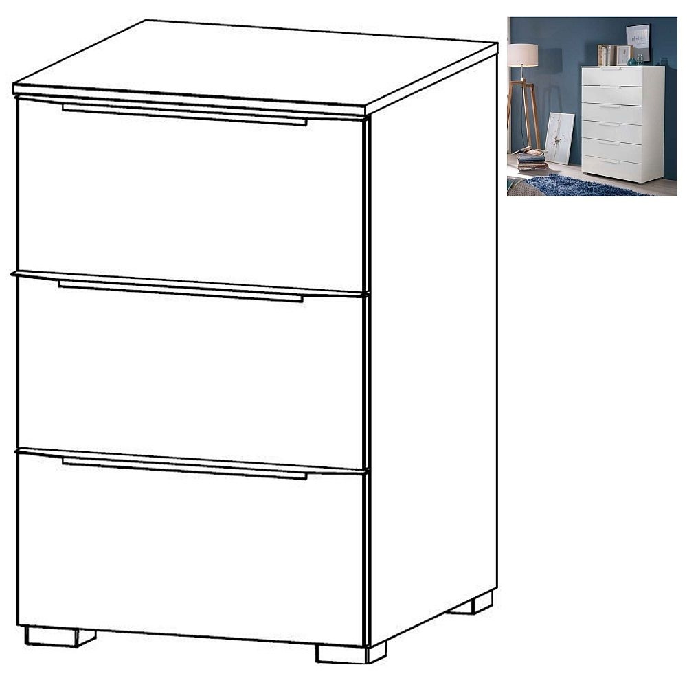 Rauch Aldono Deluxe 3 Drawer Bedside Cabinet in Alpine White - W 40cm