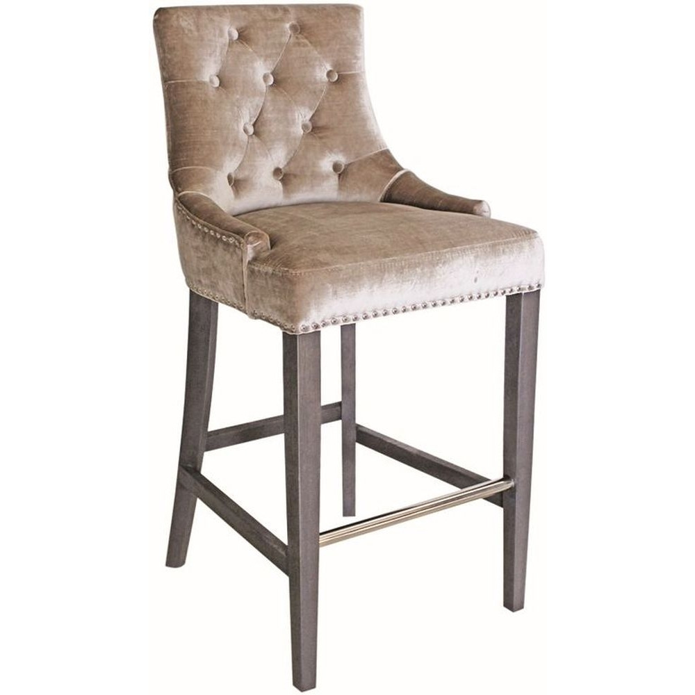 Vida Living Belvedere Champagne Velvet Knockerback Bar Stool (Sold in Pairs)