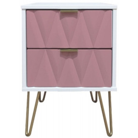 Diamond 2 Drawer Bedside Cabinet with Hairpin Legs