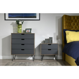 Shanghai Graphite 4 Drawer Chest with Hairpin Legs - thumbnail 2