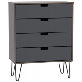 Shanghai Graphite 4 Drawer Chest with Hairpin Legs