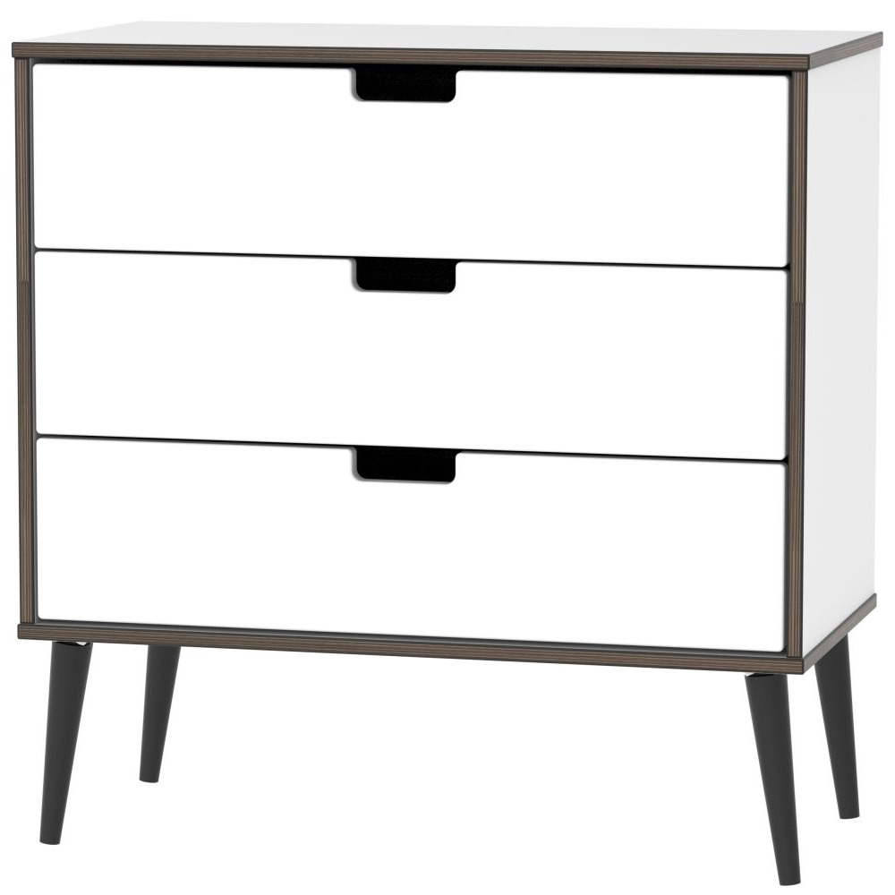 Shanghai High Gloss White 3 Drawer Midi Chest with Wooden Legs - image 1