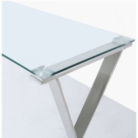Taylor Cross Frame Desk - Glass and Chrome - thumbnail 3