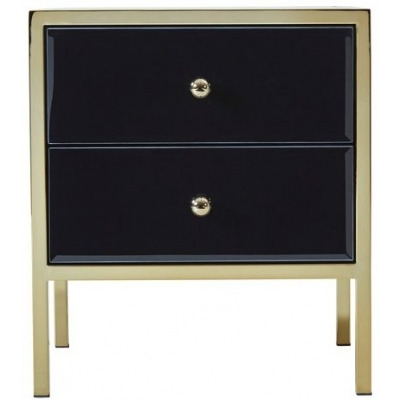 Fenwick Black Glass and Gold Metal Bedside Cabinet - image 1