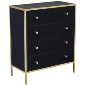 Fenwick Black Glass and Gold Metal 4 Drawer Small Chest - thumbnail 2