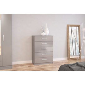 Lynx 5 Drawer Medium Chest - Comes in Grey, Black and White Options - thumbnail 2