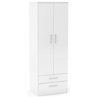 Lynx White 2 Door 2 Drawer Wardrobe - Comes in Grey, Black and White Options - image 1