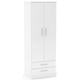 Lynx White 2 Door 2 Drawer Wardrobe - Comes in Grey, Black and White Options - thumbnail 1