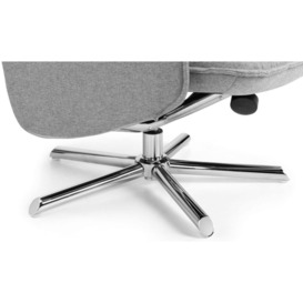 Aria Grey Linen and Chrome Recliner Chair and Stool - thumbnail 3
