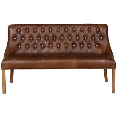 Additions Stanton Brown Leather 3 Seater Bench - image 1
