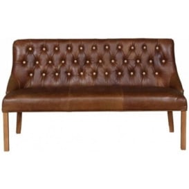 Additions Stanton Brown Leather 3 Seater Bench - thumbnail 1