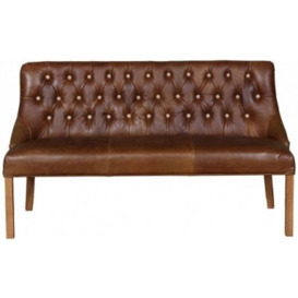 Additions Stanton Brown Leather 3 Seater Bench