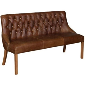 Additions Stanton Brown Leather 3 Seater Bench - thumbnail 3