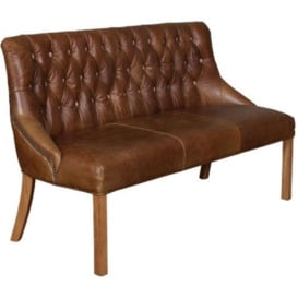 Additions Stanton Brown Leather 3 Seater Bench - thumbnail 2