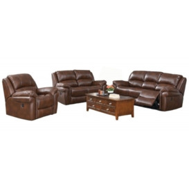 Farnham Tan Leather 3+1+1 Electric Recliner Sofa Suite