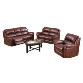 Farnham Burgundy Leather 3+1+1 Recliner Sofa Suite