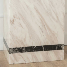 Rome Marble Console Table Cream Rectangular Top with Pedestal Base - thumbnail 3