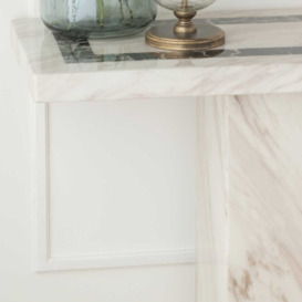 Rome Marble Console Table Cream Rectangular Top with Pedestal Base - thumbnail 2