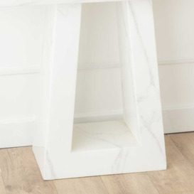 Milan Marble Console Table White Rectangular Top with Triangular Pedestal Base - thumbnail 3